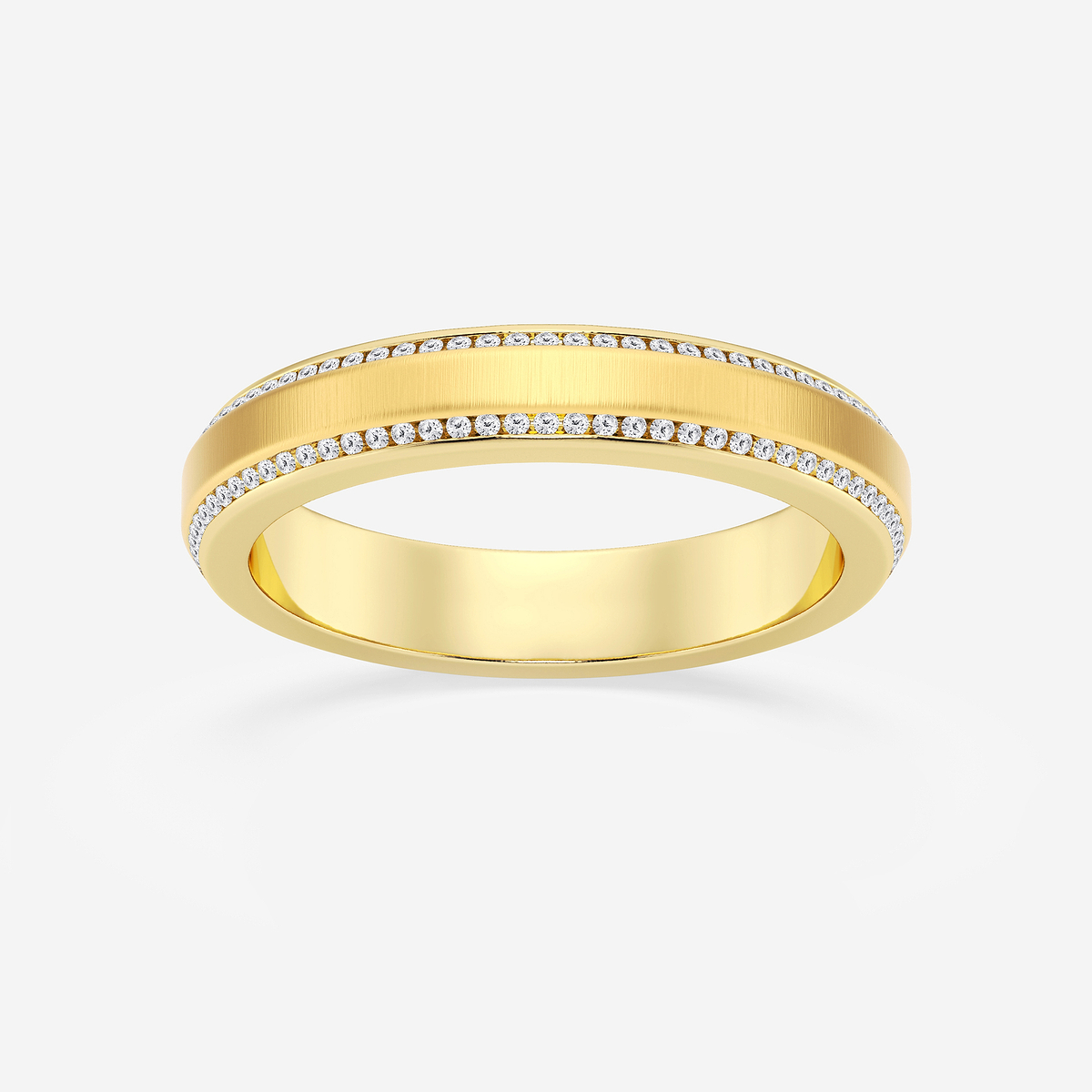 1/2 ctw Round Lab Grown Diamond 4mm Beveled Edge Satin Finish Eternity Band